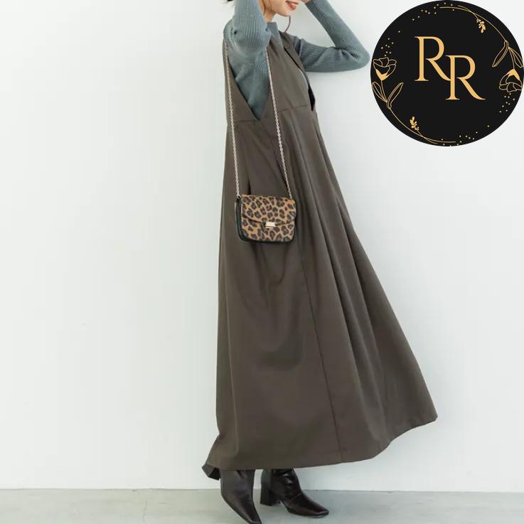 【送料無料】 rrstyle レディース 「ギャザー」 無地 プルオーバー Ｖバック ノースリーブ Aライン カジュアルワンピース