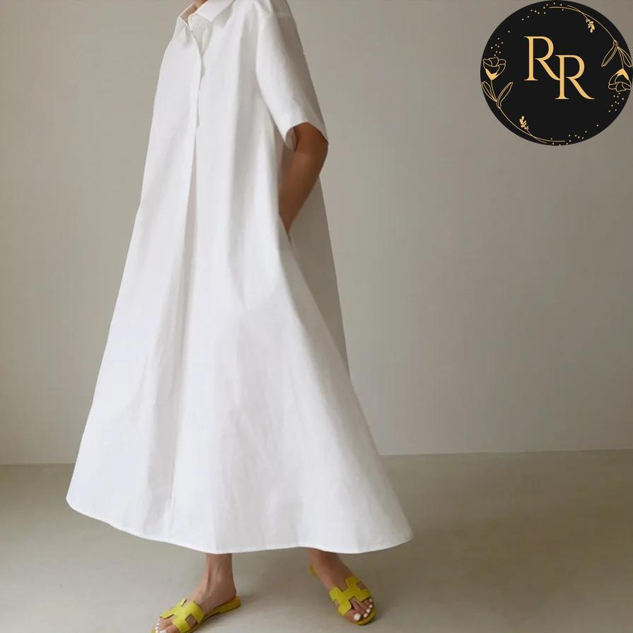 【送料無料】 rrstyle レディース 「POLOネック」ロング シンプル Aライン 体型をカバー シャツワンピース