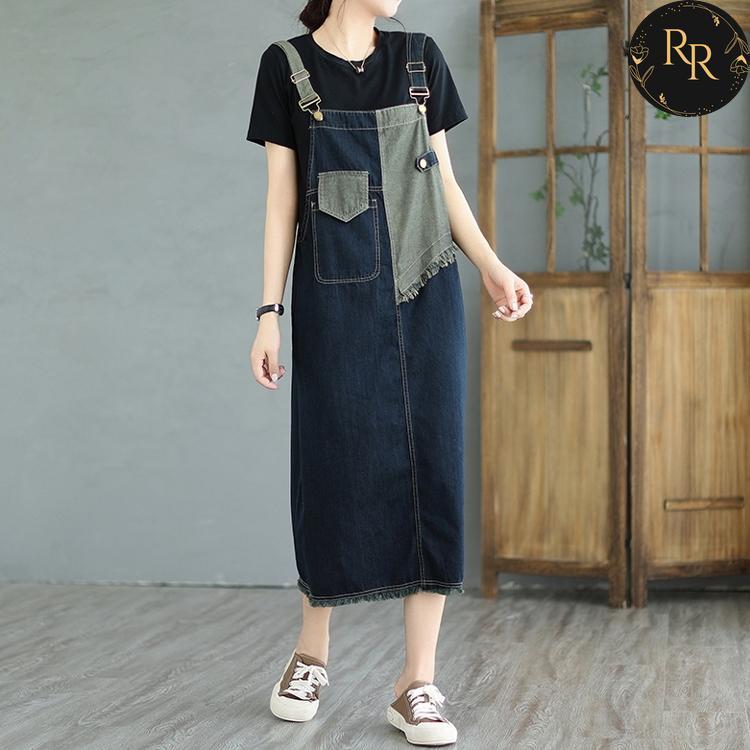 【送料無料】rrstyleレディース 切り替え配色ノースリーブストレートスカートファッションレトロ ワンピース