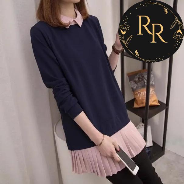 【送料無料】 rrstyle レディース 好感度をアップ 柔軟加工 ファッション カジュアル 定番 プルオーバー 折り襟 レイヤード / 重ね着風 カジュアルワンピース