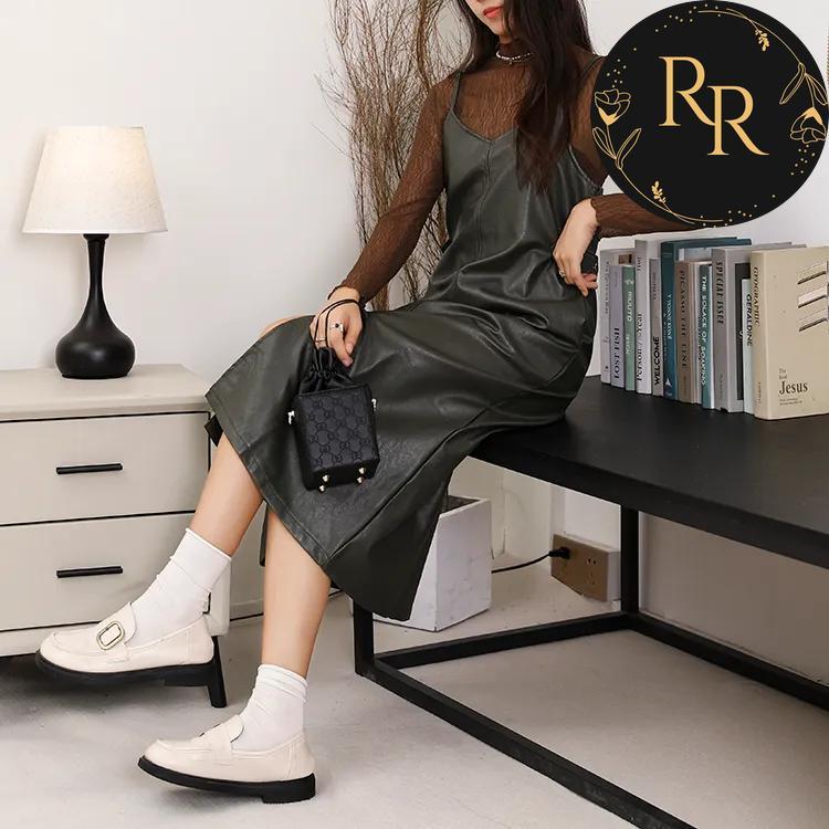 【送料無料】 rrstyle レディース 耐久性 切り替え 無地 キレカジ 体型をカバー Aライン ノースリーブ 高く見える スリット 気分転換 脚長効果 キャミワンピース