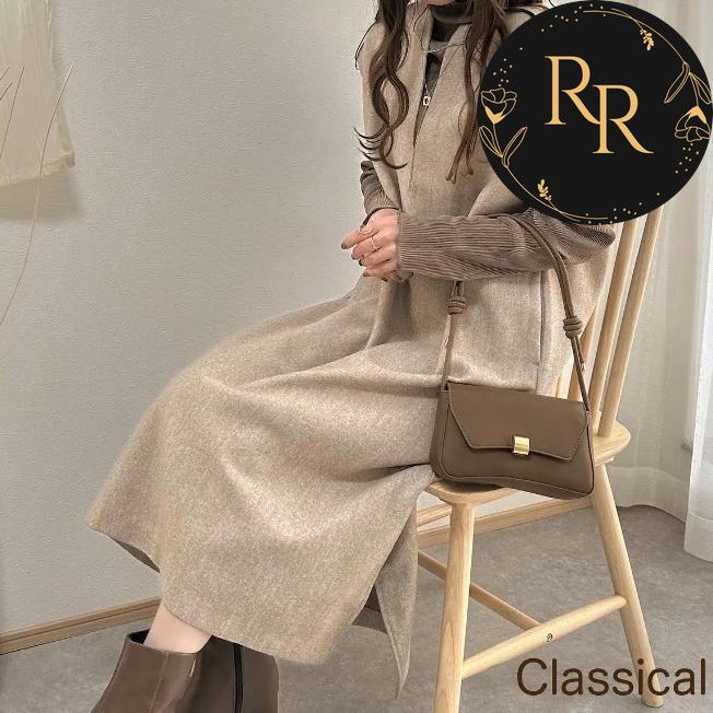 【送料無料】 rrstyle レディース 様々な体型に対応 ノースリーブ フェミニン コーディネート自在 プルオーバー ストレートスカート ロング Vネック カジュアルワンピース