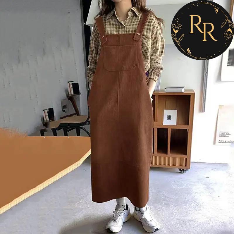 【送料無料】 rrstyle レディース 「コーデュロイ」スウィート きれいIライン カジュアル 骨格ナチュラル ストレートスカート キャミワンピース
