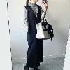 【送料無料】 rrstyle レディース 「無地」Vネック ストレートスカート ロング 秋冬 シンプル カジュアルワンピース