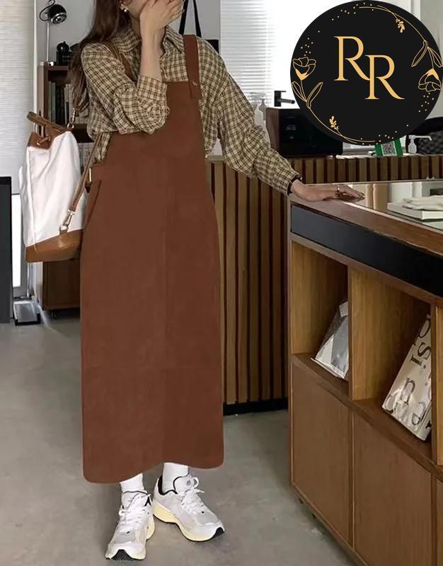 【送料無料】 rrstyle レディース 「コーデュロイ」スウィート きれいIライン カジュアル 骨格ナチュラル ストレートスカート キャミワンピース