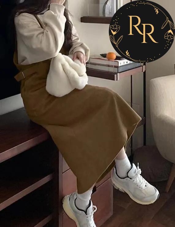 【送料無料】 rrstyle レディース 「コーデュロイ」スウィート きれいIライン カジュアル 骨格ナチュラル ストレートスカート キャミワンピース