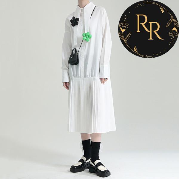 【送料無料】rrstyleレディース 大人カジュアル花模様シングルブレスト長袖シャツワンピース