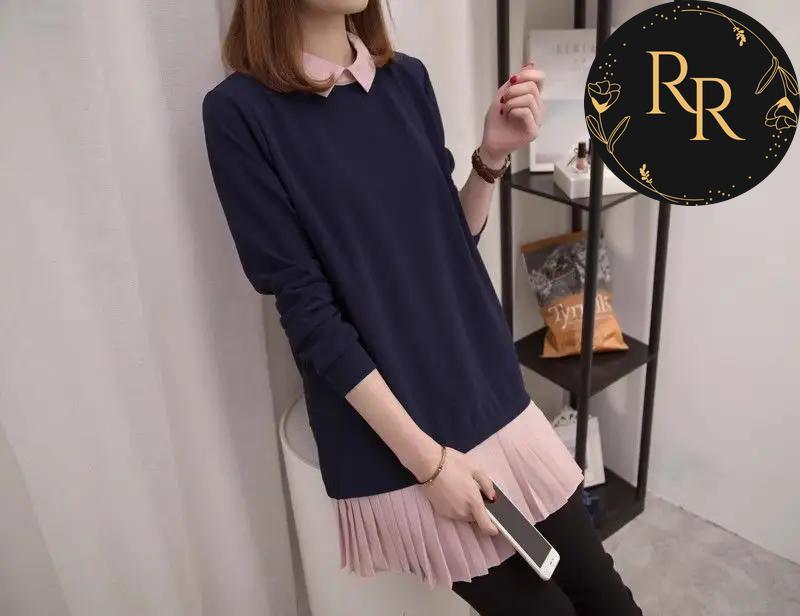 【送料無料】 rrstyle レディース 好感度をアップ 柔軟加工 ファッション カジュアル 定番 プルオーバー 折り襟 レイヤード / 重ね着風 カジュアルワンピース