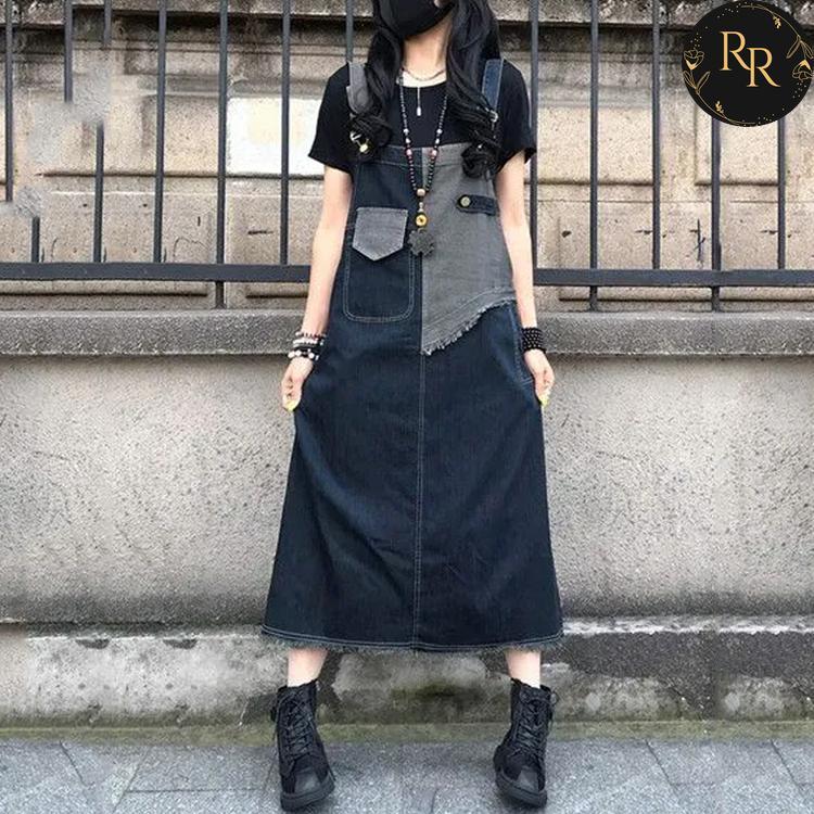 【送料無料】rrstyleレディース 切り替え配色ノースリーブストレートスカートファッションレトロ ワンピース