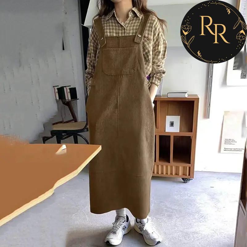 【送料無料】 rrstyle レディース 「コーデュロイ」スウィート きれいIライン カジュアル 骨格ナチュラル ストレートスカート キャミワンピース