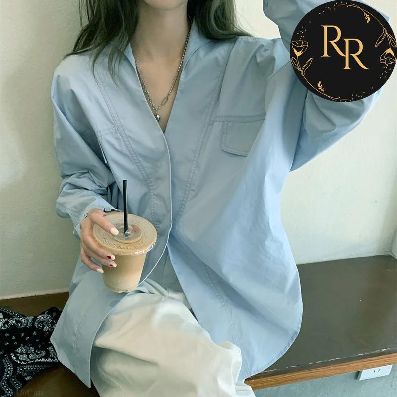 【送料無料】 rrstyle レディース おしゃれ度高め 無地 Vネック シングルブレスト ドルマンスリーブ シャツ・ブラウス