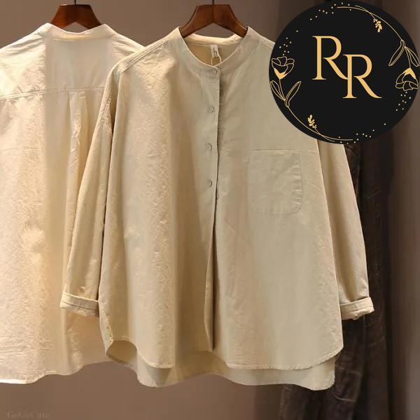 【送料無料】 rrstyle レディース 【トップス】人気爆発 無地 ラウンドネック レトロ レディース 体型カバー シングルブレスト シャツ・ブラウス