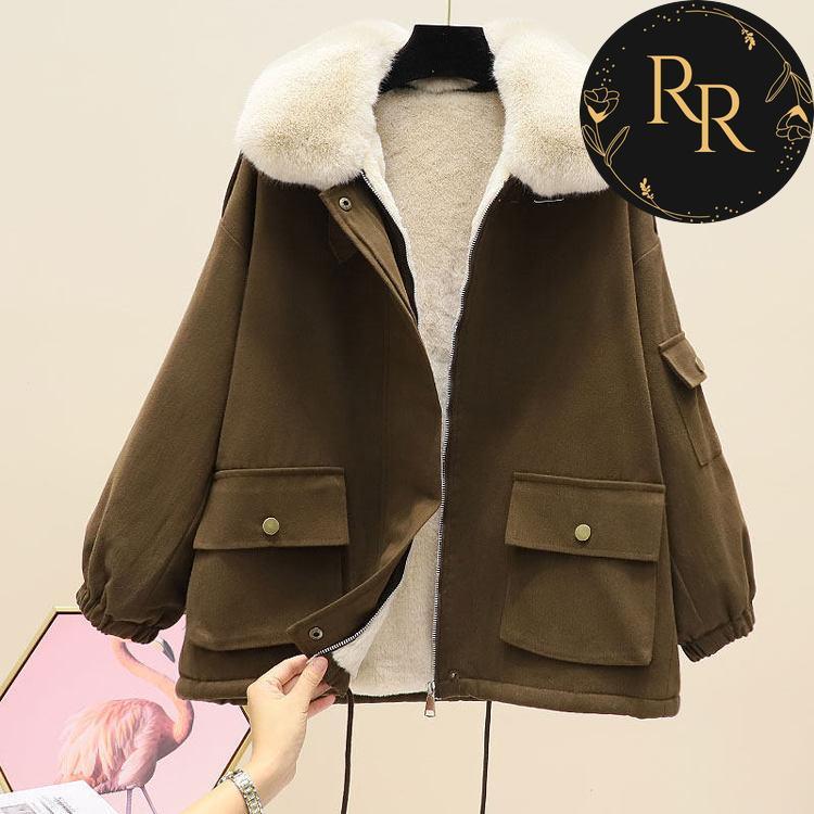 【送料無料】rrstyleレディース 超人気無地折り襟裏起毛カジュアルダウンコート