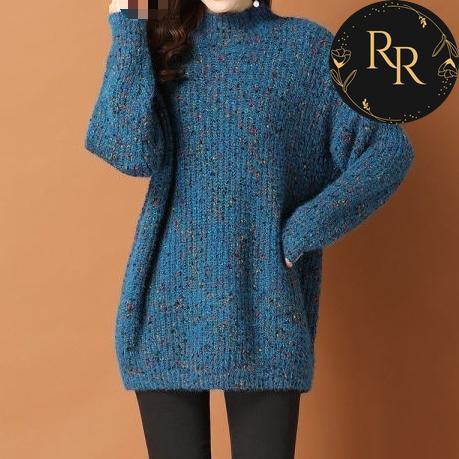 【送料無料】rrstyleレディース フェイクレイヤード 切り替え配色ルーズニットラウンドネックシャツ