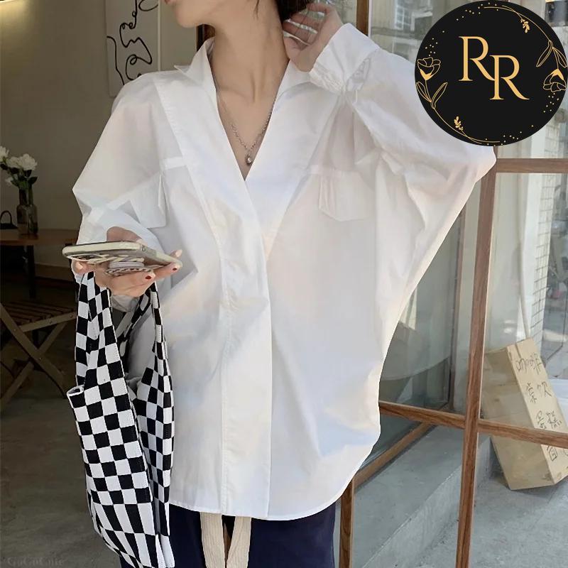 【送料無料】 rrstyle レディース おしゃれ度高め 無地 Vネック シングルブレスト ドルマンスリーブ シャツ・ブラウス