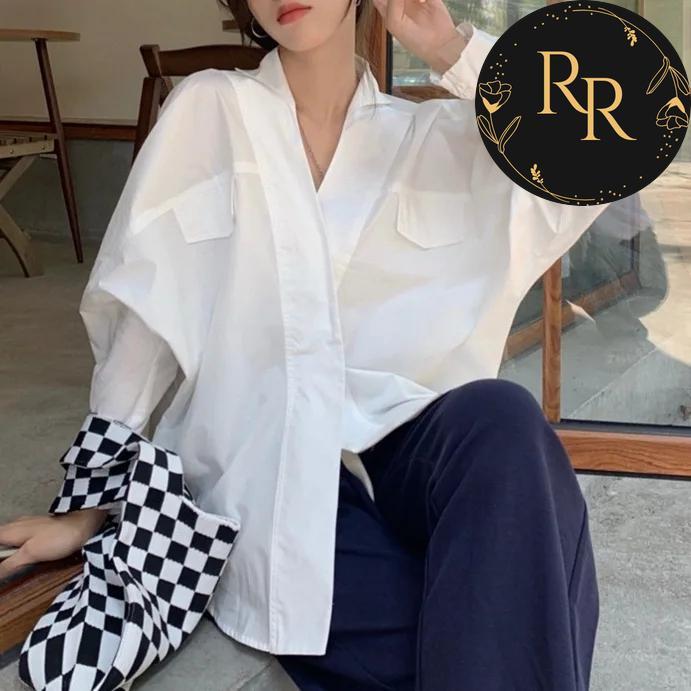 【送料無料】 rrstyle レディース おしゃれ度高め 無地 Vネック シングルブレスト ドルマンスリーブ シャツ・ブラウス