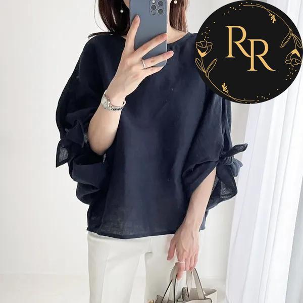 【送料無料】 rrstyle レディース 【トップス】女っぽさが漂う 肌触りよく フェミニン 無地 ボウタイ 七分袖 シャツ?ブラウス