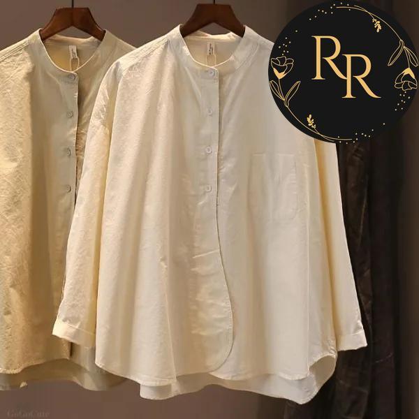 【送料無料】 rrstyle レディース 【トップス】人気爆発 無地 ラウンドネック レトロ レディース 体型カバー シングルブレスト シャツ・ブラウス