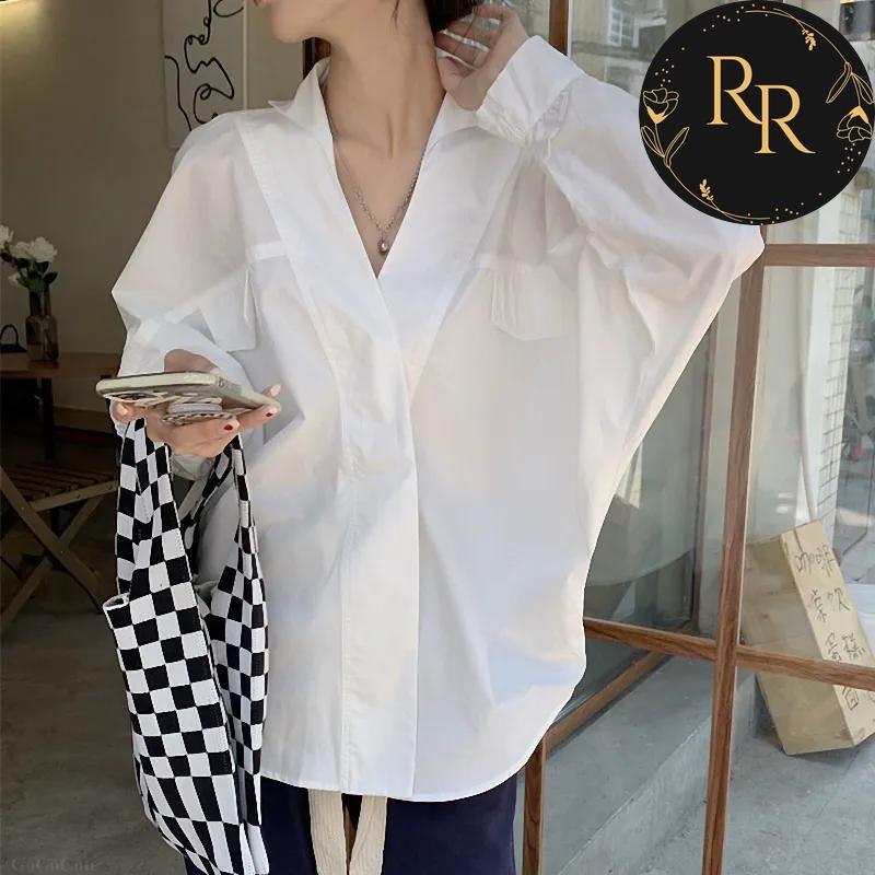【送料無料】 rrstyle レディース おしゃれ度高め 無地 Vネック シングルブレスト ドルマンスリーブ シャツ・ブラウス