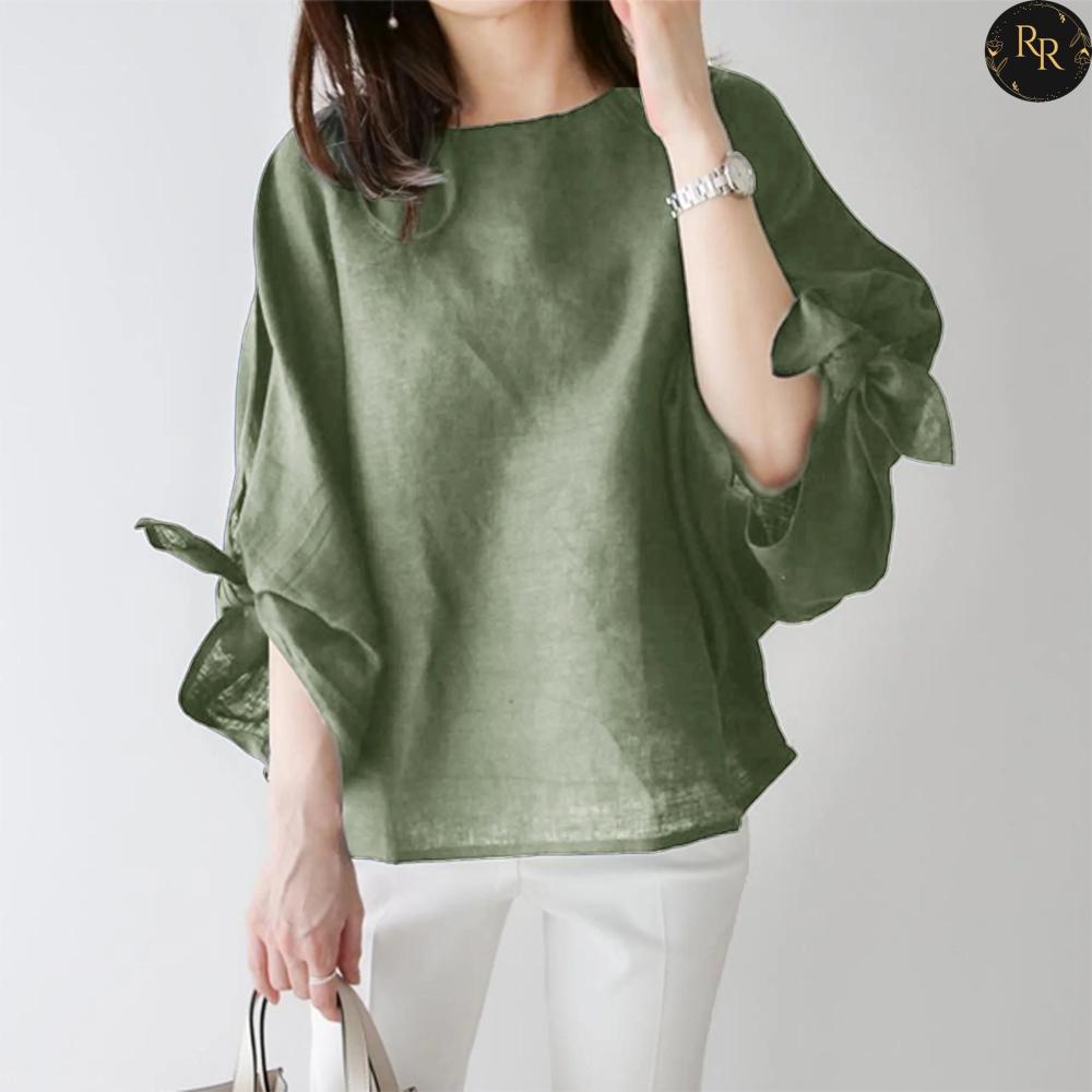 【送料無料】 rrstyle レディース 【トップス】女っぽさが漂う 肌触りよく フェミニン 無地 ボウタイ 七分袖 シャツ?ブラウス
