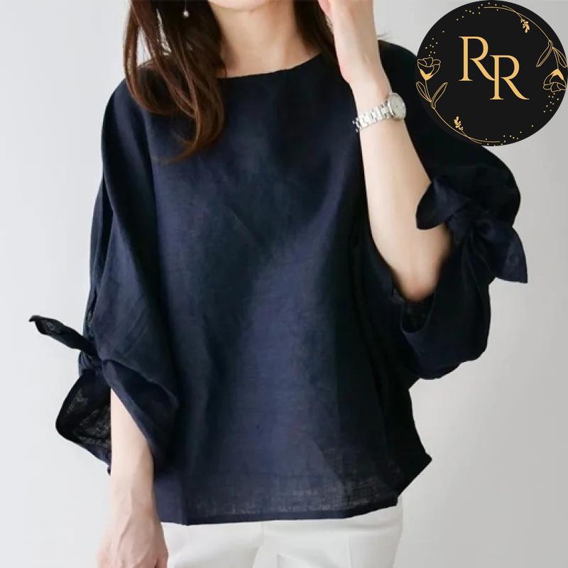 【送料無料】 rrstyle レディース 【トップス】女っぽさが漂う 肌触りよく フェミニン 無地 ボウタイ 七分袖 シャツ?ブラウス