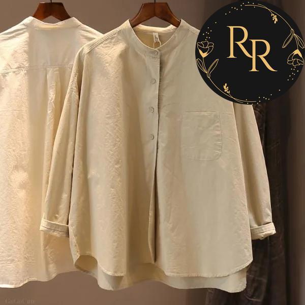【送料無料】 rrstyle レディース 【トップス】人気爆発 無地 ラウンドネック レトロ レディース 体型カバー シングルブレスト シャツ・ブラウス