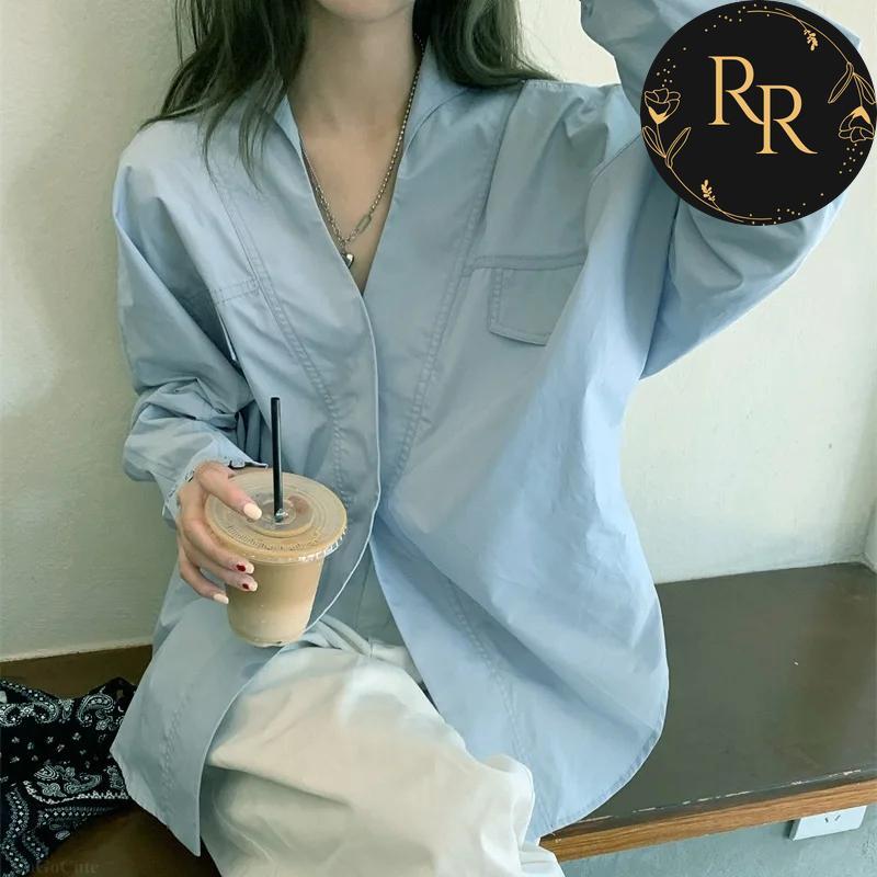 【送料無料】 rrstyle レディース おしゃれ度高め 無地 Vネック シングルブレスト ドルマンスリーブ シャツ・ブラウス