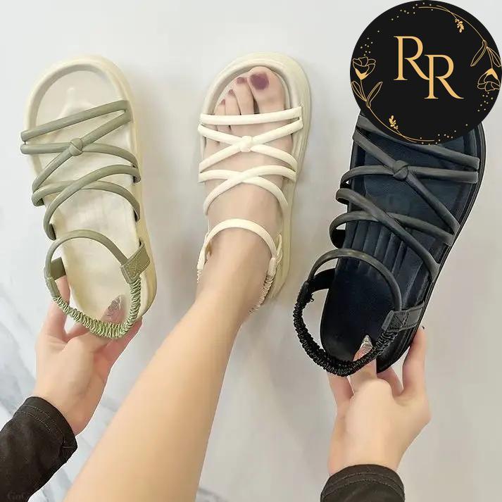 【送料無料】 rrstyle レディース 美脚効果バッチリ プラットフォーム ファッション 厚底 丸トゥ ゴム入り サンダル