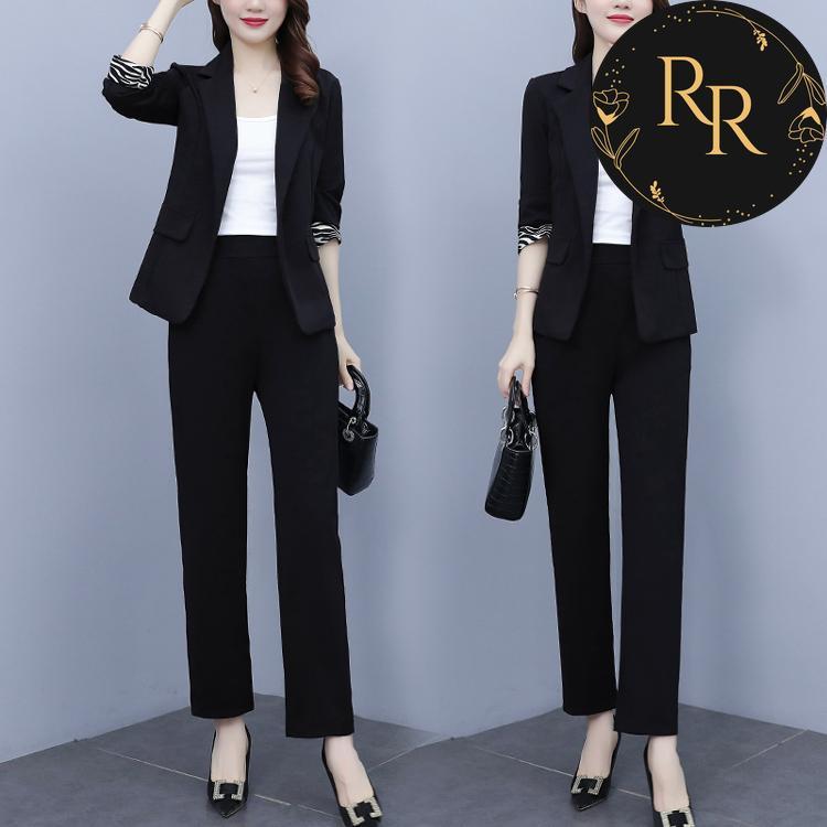 【送料無料】rrstyleレディース ２点セット OL/オフィスセットアップ通勤着瘦せスーツ+パンツ