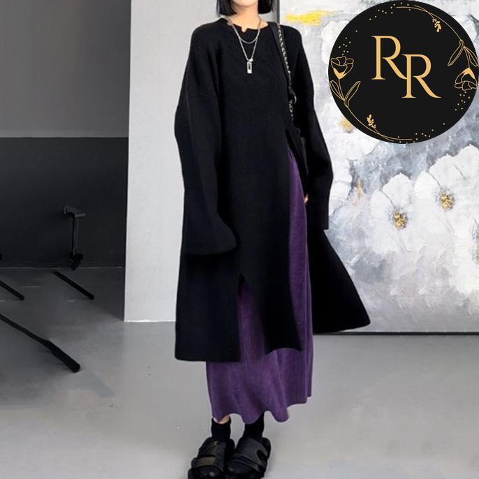 【送料無料】rrstyleレディース 2点セット カジュアル無地不規則スリットワンピース+スカート