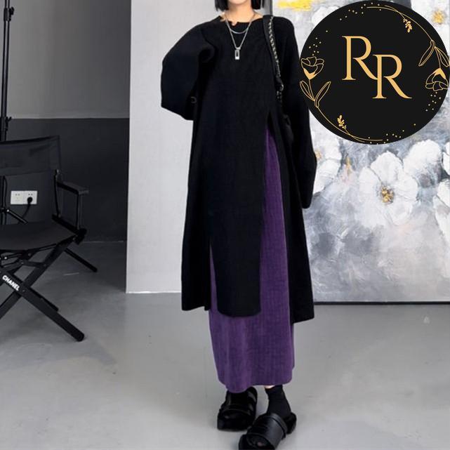 【送料無料】rrstyleレディース 2点セット カジュアル無地不規則スリットワンピース+スカート
