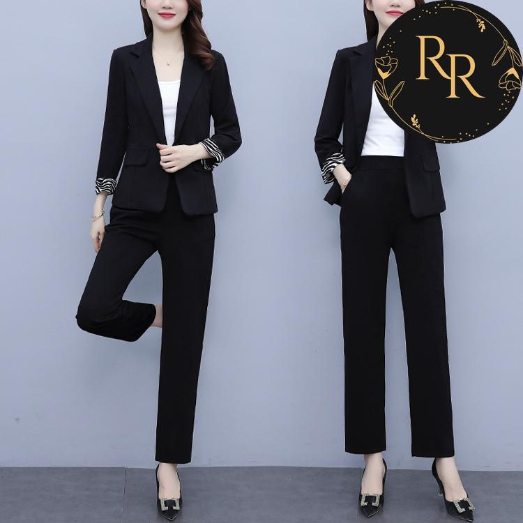 【送料無料】rrstyleレディース ２点セット OL/オフィスセットアップ通勤着瘦せスーツ+パンツ