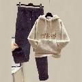 【送料無料】rrstyleレディース 無地フード付きポケット付き刺繍ボウタイセットアップ