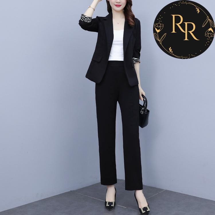 【送料無料】rrstyleレディース ２点セット OL/オフィスセットアップ通勤着瘦せスーツ+パンツ