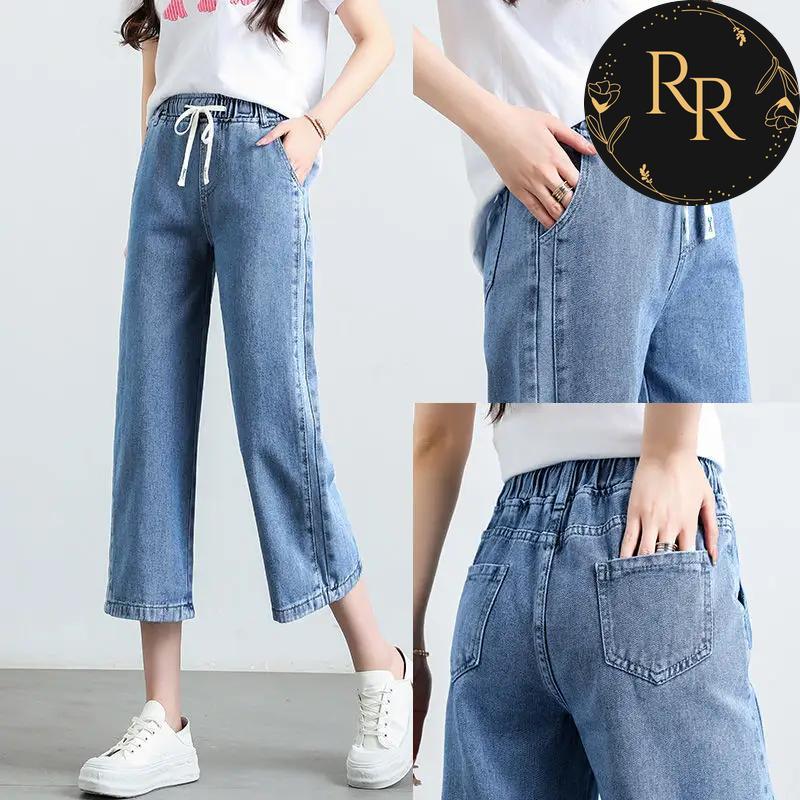 【送料無料】 rrstyle レディース クロップド丈（7分丈） デニム ボウタイ きれいIライン 体型をカバー デニム