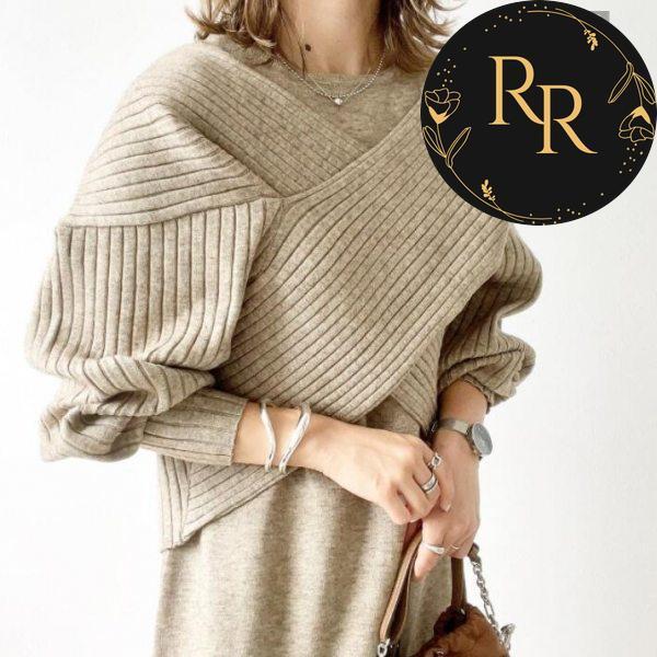 【送料無料】rrstyleレディース 2点セット上品なシルエット無地Vネックエレガントニットセーター+ニットタンクトップワンピース