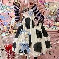 【送料無料】rrstyleレディース 2点セット 無地ラウンドカラーシングルブレストブラウス+ドット柄スクエアネックノースリーブワンピース