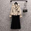【送料無料】rrstyleレディース 2点セット無地長袖シングルブレストトップス+無地ワンピース