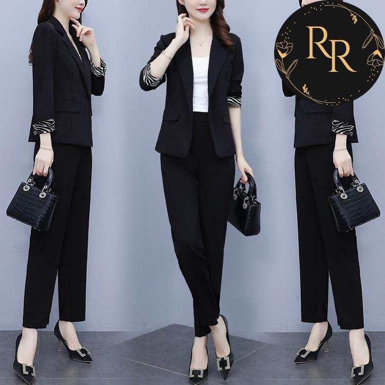 【送料無料】rrstyleレディース ２点セット OL/オフィスセットアップ通勤着瘦せスーツ+パンツ