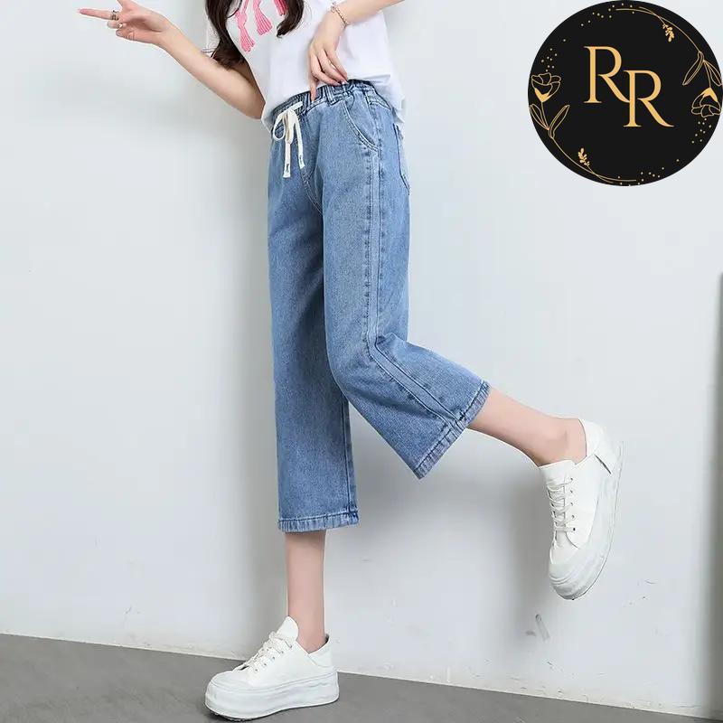 【送料無料】 rrstyle レディース クロップド丈（7分丈） デニム ボウタイ きれいIライン 体型をカバー デニム