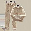 【送料無料】rrstyleレディース 無地フード付きポケット付き刺繍ボウタイセットアップ