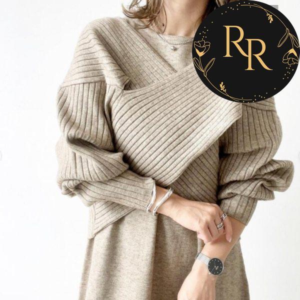 【送料無料】rrstyleレディース 2点セット上品なシルエット無地Vネックエレガントニットセーター+ニットタンクトップワンピース