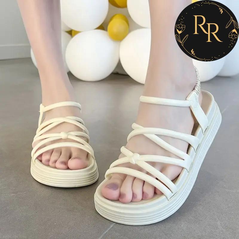 【送料無料】 rrstyle レディース 美脚効果バッチリ プラットフォーム ファッション 厚底 丸トゥ ゴム入り サンダル