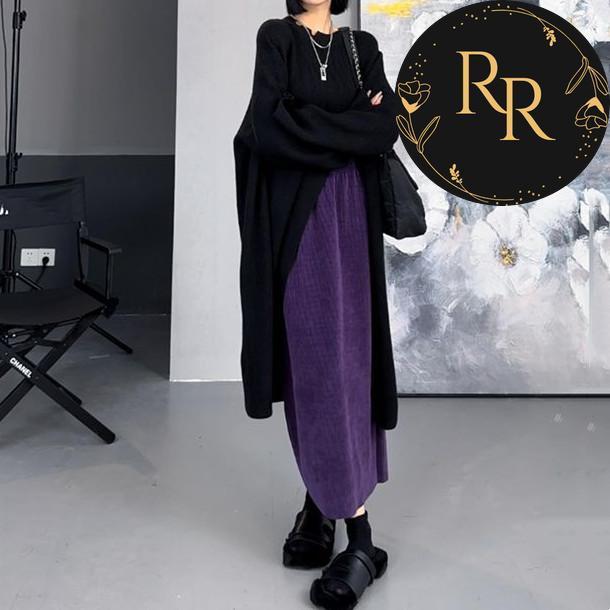 【送料無料】rrstyleレディース 2点セット カジュアル無地不規則スリットワンピース+スカート