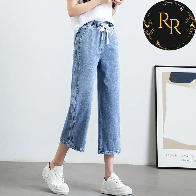 【送料無料】 rrstyle レディース クロップド丈（7分丈） デニム ボウタイ きれいIライン 体型をカバー デニム