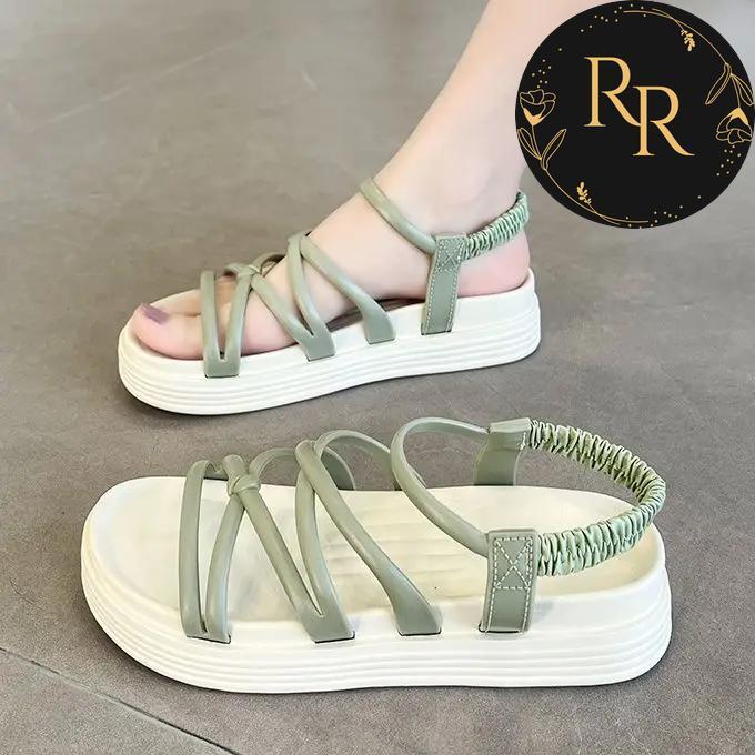 【送料無料】 rrstyle レディース 美脚効果バッチリ プラットフォーム ファッション 厚底 丸トゥ ゴム入り サンダル