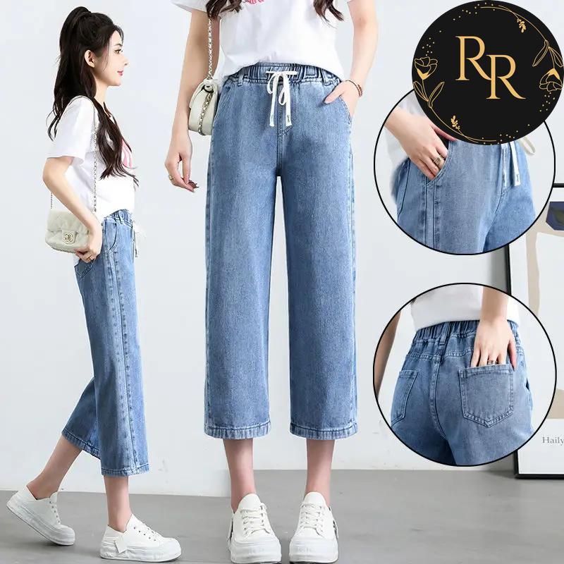 【送料無料】 rrstyle レディース クロップド丈（7分丈） デニム ボウタイ きれいIライン 体型をカバー デニム