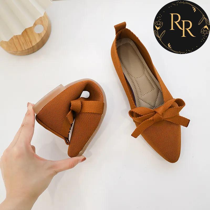 【送料無料】 rrstyle レディース カジュアル 通気性抜群 柔軟性 ニット ポインテッドトゥ フラットシューズ カジュアル パンプス