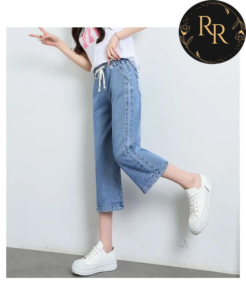 【送料無料】 rrstyle レディース クロップド丈（7分丈） デニム ボウタイ きれいIライン 体型をカバー デニム
