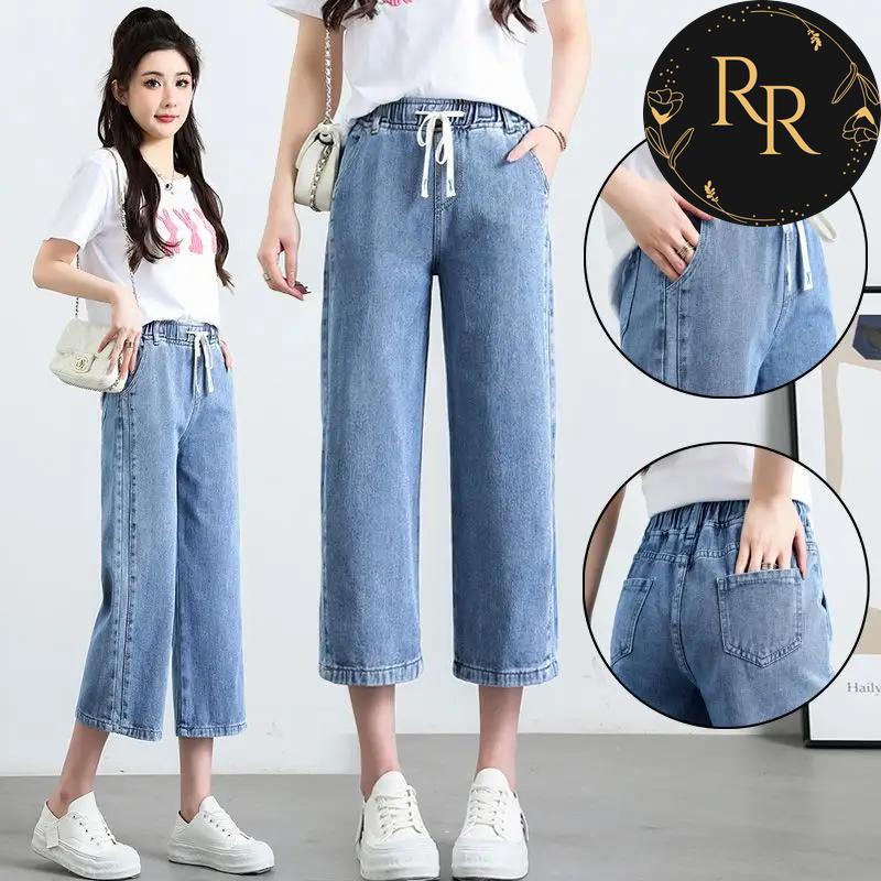 【送料無料】 rrstyle レディース クロップド丈（7分丈） デニム ボウタイ きれいIライン 体型をカバー デニム